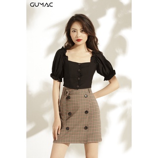 Áo croptop tay phồng GUMAC A10981_DEN
