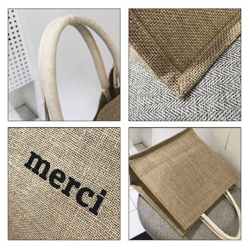 Túi cói merci du lịch loại 1 , túi cói đi biển