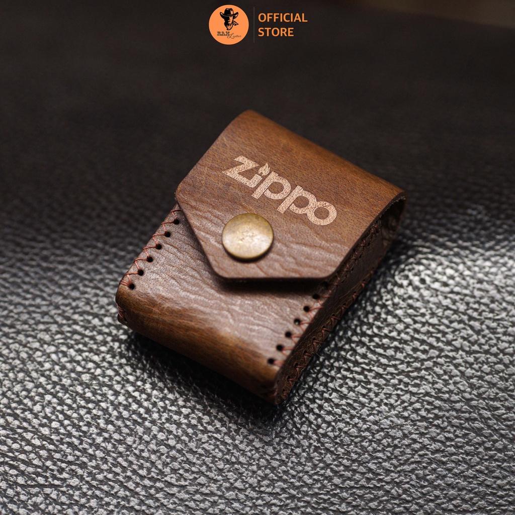 Bao Zippo da bò màu nâu đậm - RAM Leather