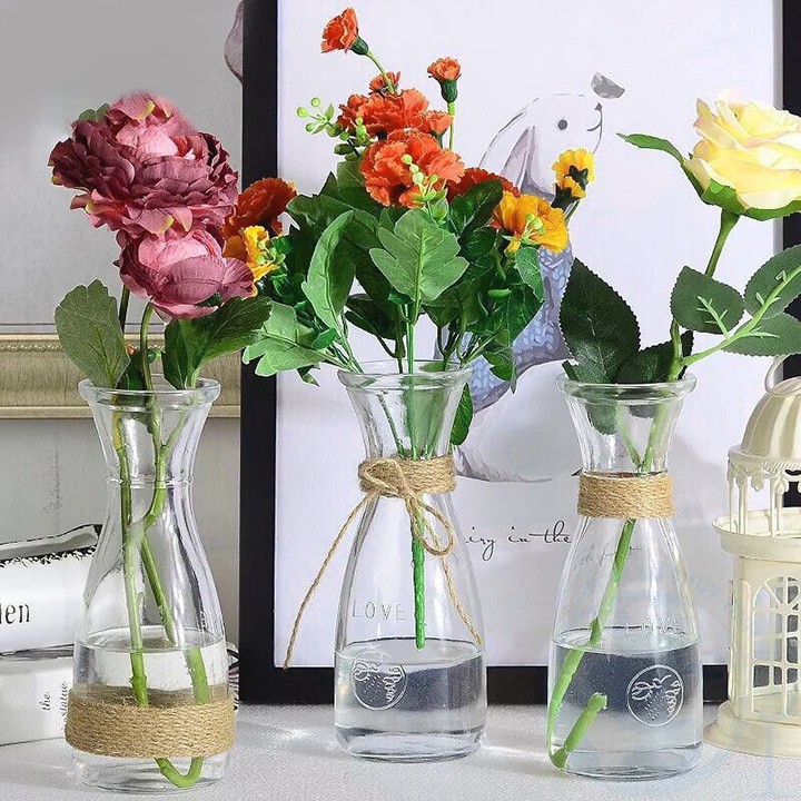 Lọ hoa thủy tinh decor - Bình bông bình hoa trang trí - Chữ LOVE - Có thể dùng đựng nước trái cây detox