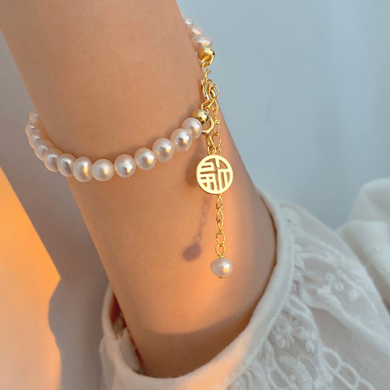 Vòng Tay Đính Hạt Ngọc Trai Có Thể Điều Chỉnh Thời Trang Nhật Bản Cho Nữ