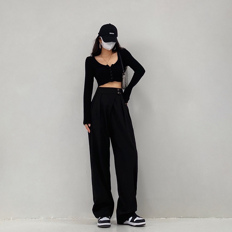 Áo croptop tay dài áo crt ôm chất thun gân form ngắn cá tính - A0104