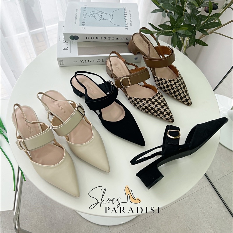 Giày cao gót bít mũi nữ 3p giày đẹp mũi nhọn khóa SHOES PARADISE BBXK19