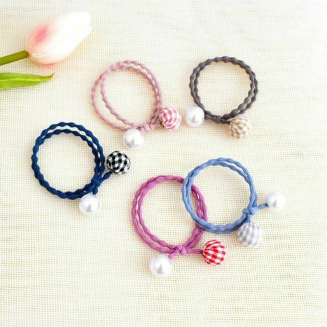 Dây cột tóc đôi ngọc trai nhân tạo