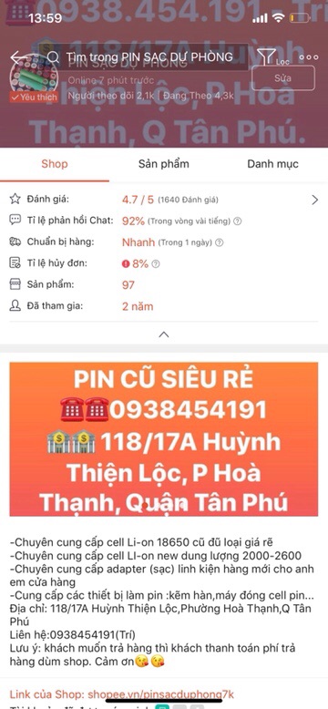 Cell Pin Li-on 18650 cũ giá siêu rẻ đủ loại