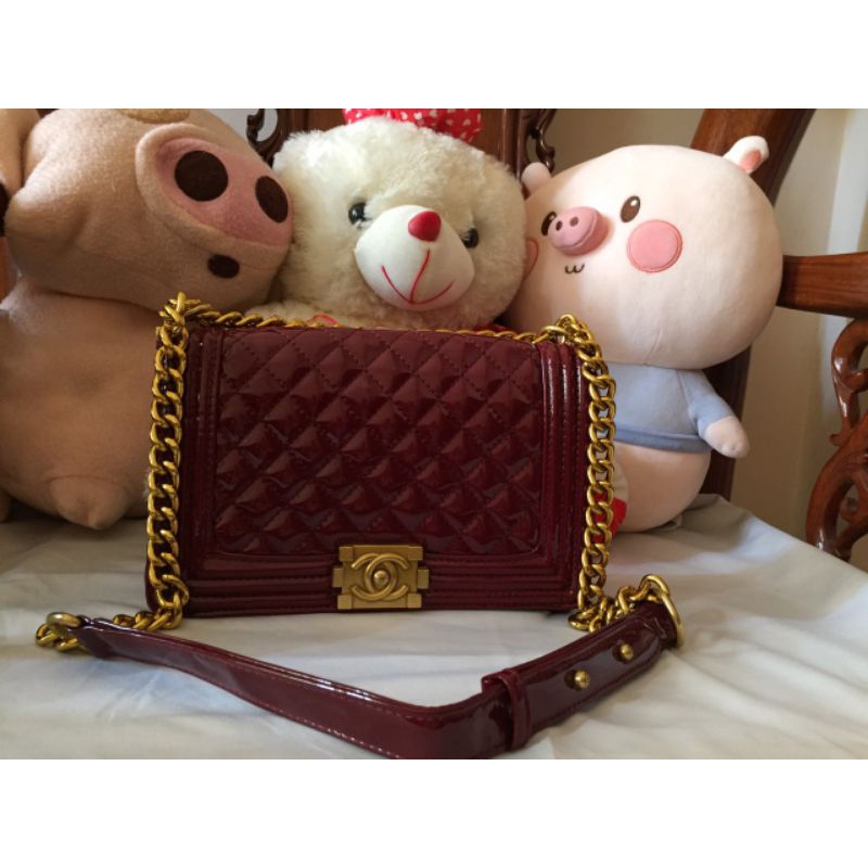 Pass thanh lý túi đeo chéo vai da thật phủ bóng flap bag logo cc chanel chuẩn xịn màu đỏ