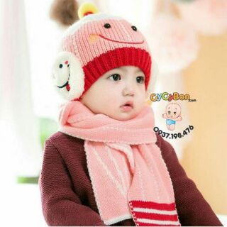 SET KHĂN MŨ LEN MẶT CƯỜI CHO BÉ