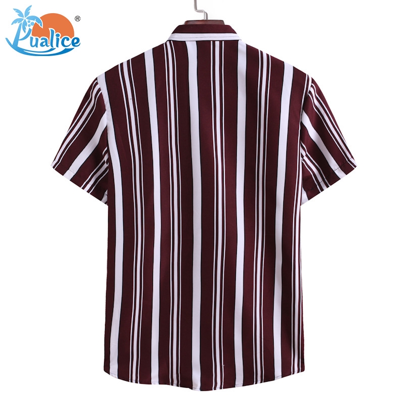 Men Shirt Stripe Loose Shirt Men Short Sleeve Button Shirts Casual Beachwear Summer Hawaii Shirt Formal Shirt Beach Blouse | BigBuy360 - bigbuy360.vn