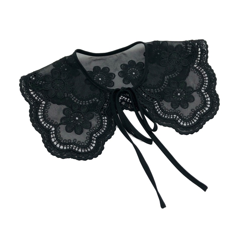 Cổ Áo Rời Cổ Bẻ Thêu Họa Tiết Hoa Xinh Xắn Thời Trang Cho Nữ