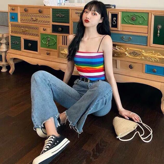 Áo 2 Dây Áo Ống Croptop Cầu Vòng Đa Sắc Nhiều Màu DRACR101 | BigBuy360 - bigbuy360.vn