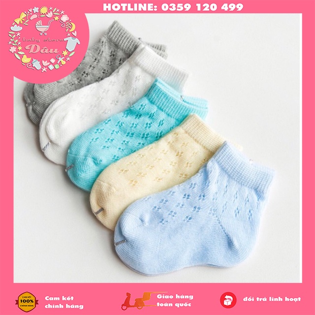 Set 5 đôi tất lưới trẻ em siêu rẻ, đẹp - chất cotton thoáng khí - free size từ sơ sinh đến 6 tháng