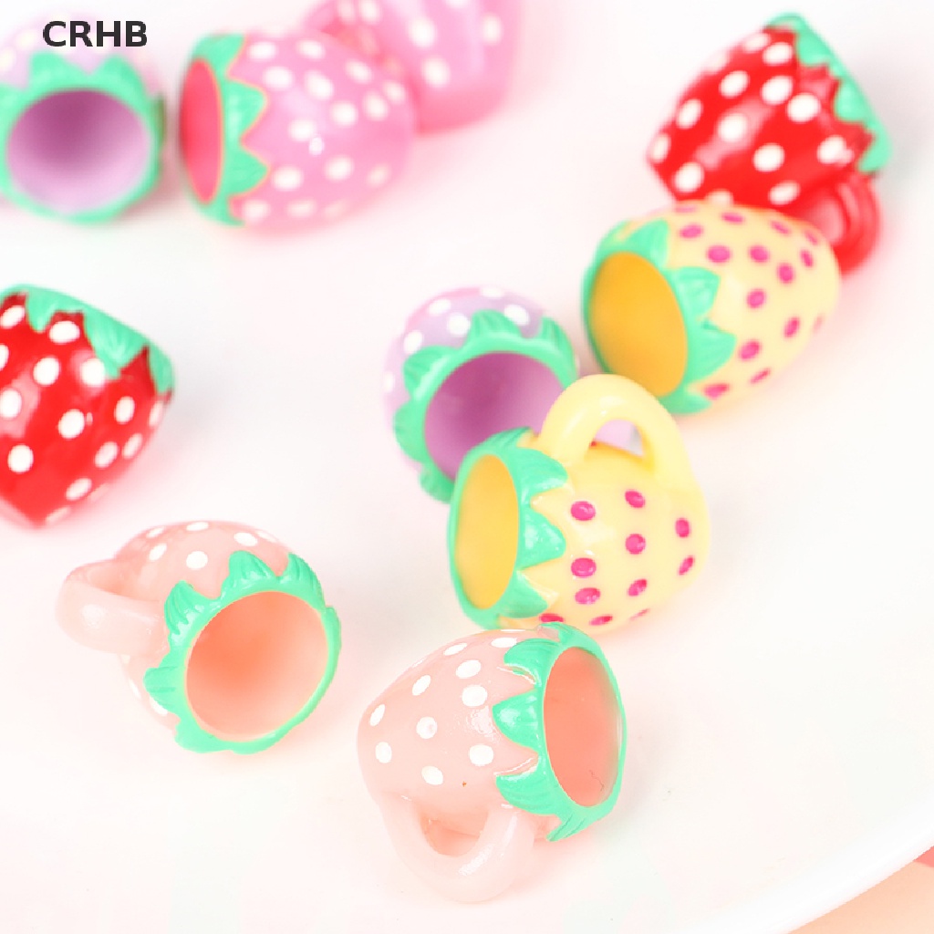 Bộ 2 Ly Nước Mini Bằng Nhựa Resin Hình Trái Dâu Tây Tỷ Lệ 1: 12 Trang Trí Nhà Búp Bê Mới