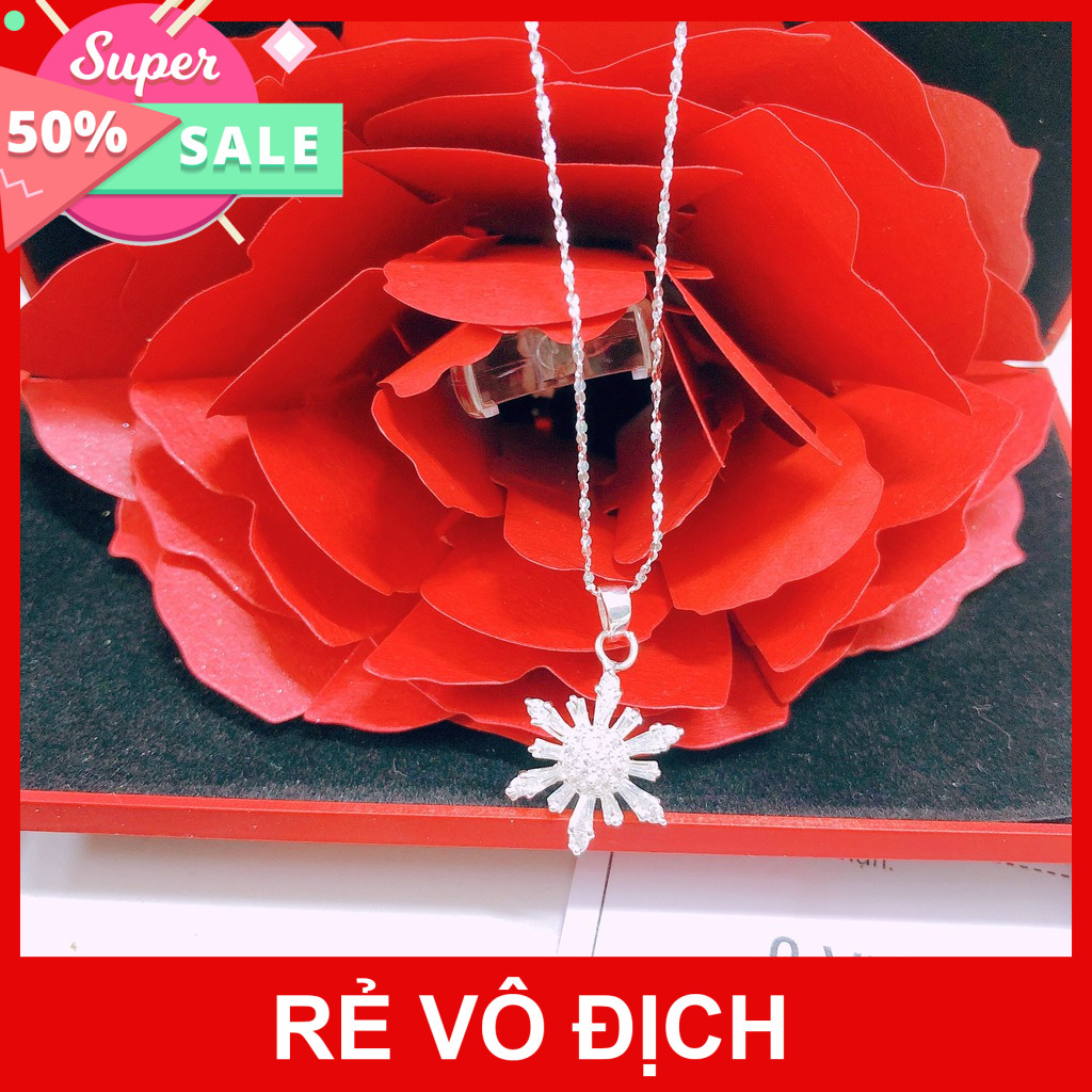 -Dây chuyền bạc bibi silver / Vòng cổ bạc s925 mặt hoa tuyết gắn đá - Ảnh thật, sẵn hàng-[Ảnh thật - Hàng sẵn có]