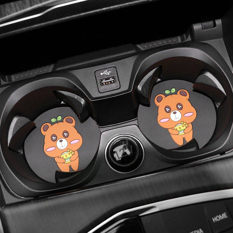 Tấm Lót Cốc Nước Hình Chuột Mickey Dễ Thương Chống Trượt Trang Trí Nội Thất Xe Hơi