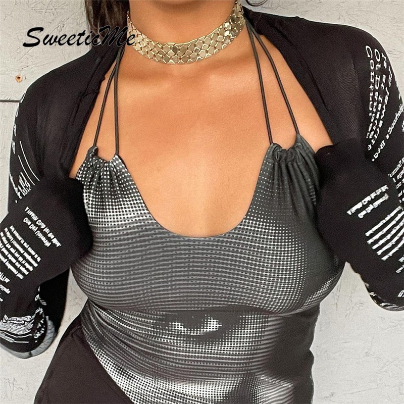 Áo Thun Tay Dài Dáng Ôm In Họa Tiết Thời Trang Cho Nữ