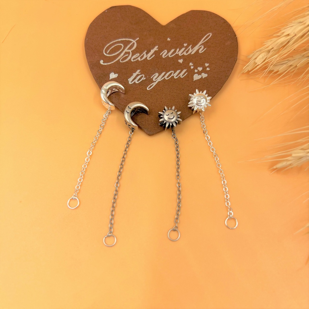 Dây chờ bạc 925 nối charm hình mặt trăng mặt trời - Charm Bạc 925 - Mã CA795 CA796 CB411 CB412