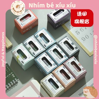 Bộ 5 cuộn washi tape trơn Morandi High Quality Wooden Seal băng keo trang trí sổ tay VT307
