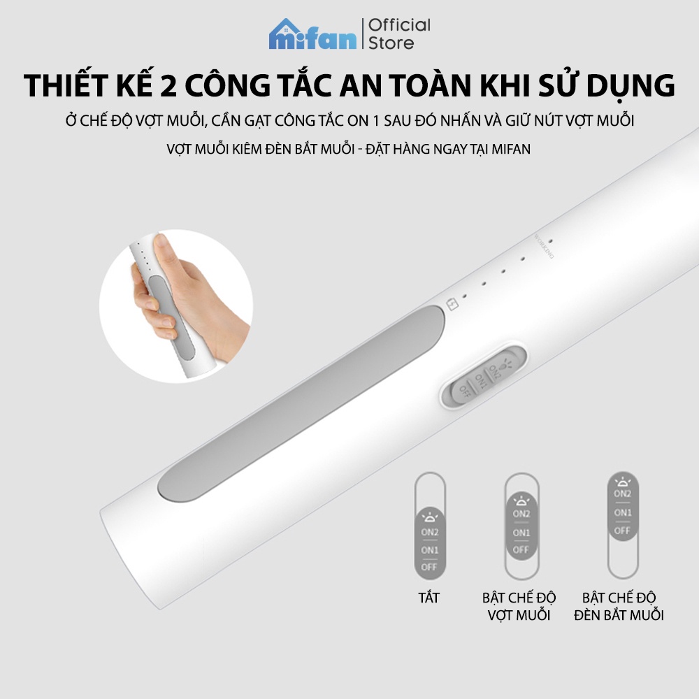 Vợt Muỗi kiêm Đèn Bắt Muỗi 2 trong 1 Weidasi WD955 - Pin sạc cao cấp 1200 mah  - Bảo hành 3th 1 đổi 1 - MIFAN