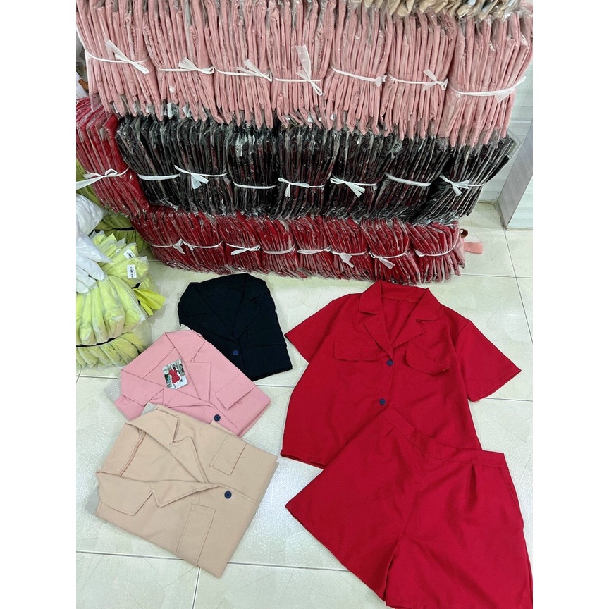 [ Miễn Phí Ship 2022 ] Set bộ vải for đùi áo vest quần ngắn, set bộ hai món kiểu dáng Hàn Quốc