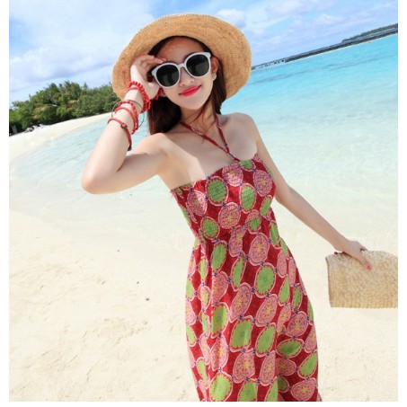 VÁY MAXI TRỄ VAI ĐI BIỂN ĐẦM MAXI THỔ CẨM MAXI CÚP NGỰC ĐỎ ĐÔ HÀNG QUẢNG CHÂU