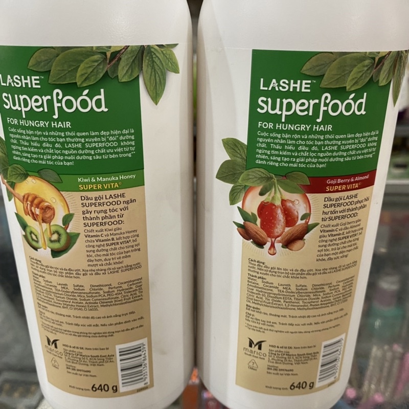 GỘI LASHE SUPER FOOD KiWi / Hạnh Nhân 640gr