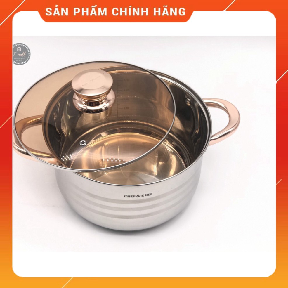 Bộ nồi CHEF&CHEF 6 món 12 chi tiết nắp vung kính, công nghệ Đức, đáy Inox 5 lớp cao cấp, sang trọng- Bảo hành 12 tháng