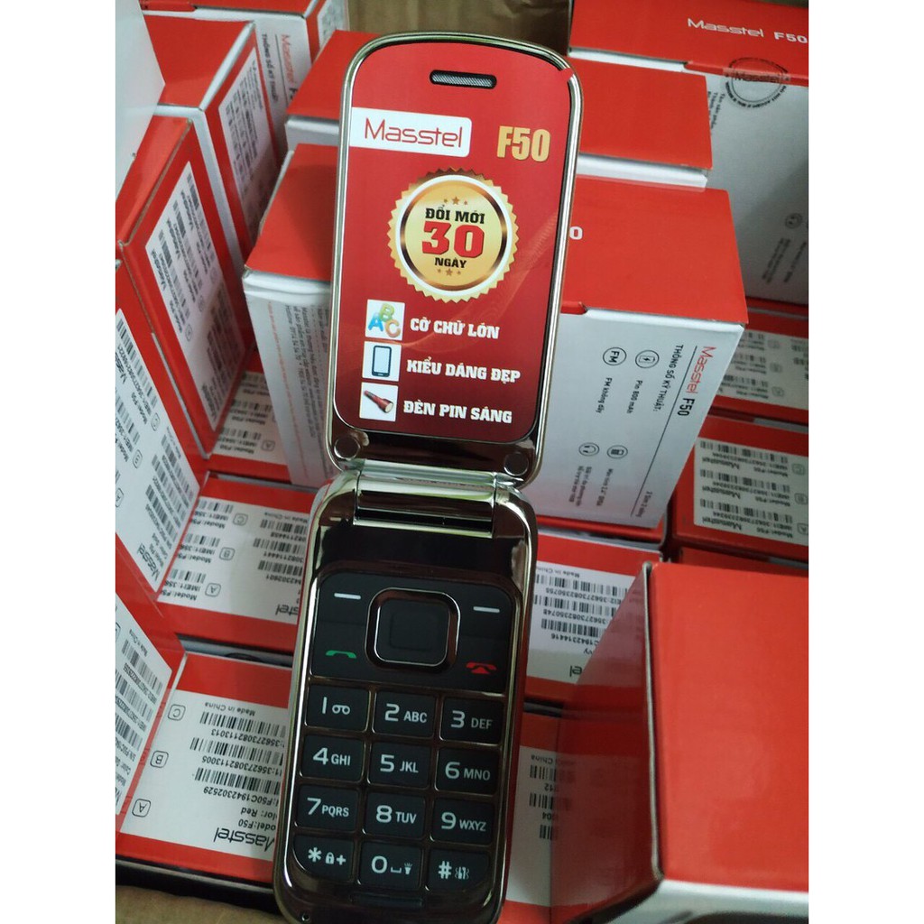 Điện thoại nắp gập masstel f50 giá rẻ 2 sim full hộp