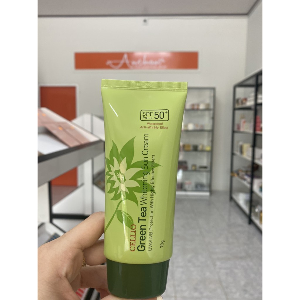 Kem chống nắng Cellio Green Tea Whitening Sun Cream SPF50 PA+++