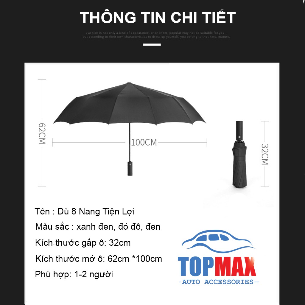 Ô Dù Che Mưa Đi Nắng Tự Động Xếp Gấp Gọn Chống UV Cao Cấp Cho Ô Tô Xe Hơi