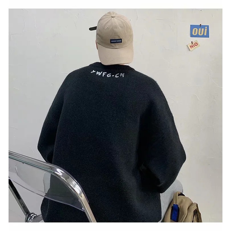 Áo Sweater Dệt Kim Dày Dặn Dáng Rộng in Hình Cún Dễ Thương Phong Cách Hàn Quốc Thời Trang Thu Đông Cho Cặp Đôi