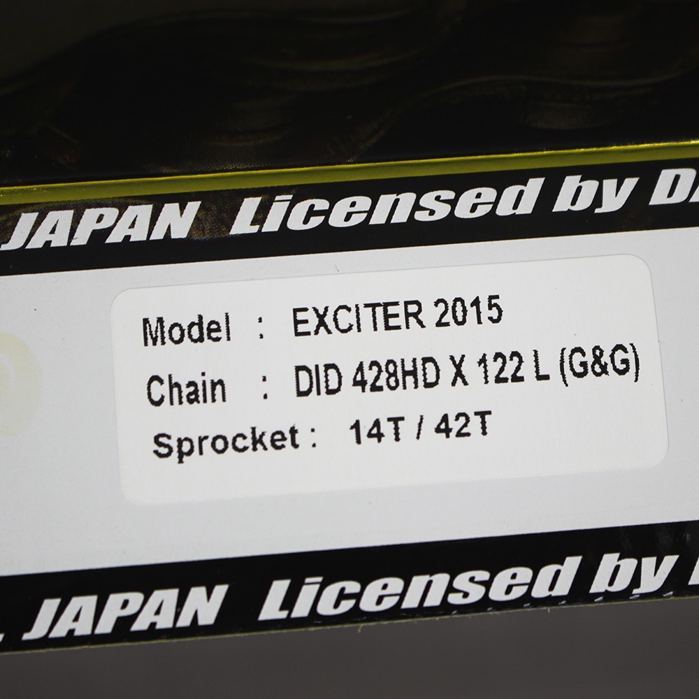 Nhông sên dĩa DID xe Exciter 150 dĩa vàng sên vàng Nhật 428HD (sên 10 ly) - Chain Made in Japan