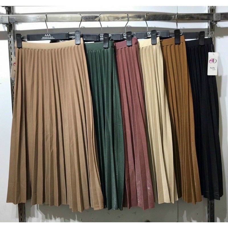 Chân váy dập li lưng thun