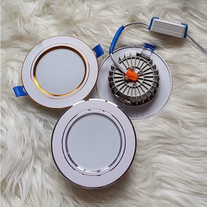 Đèn led âm trần - LED DOWN LIGHT - đèn trang trí trần thạch cao 7W 3 màu đế tản, đế đúc nguồn liền và nguồn rời.