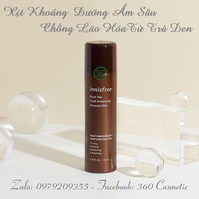 [new] Xịt Khoáng Dưỡng Ẩm Sâu, Chống Lão Hóa Từ Trà Đen Innisfree Black Tea Youth Enhancing Ampoule Mist 120ml