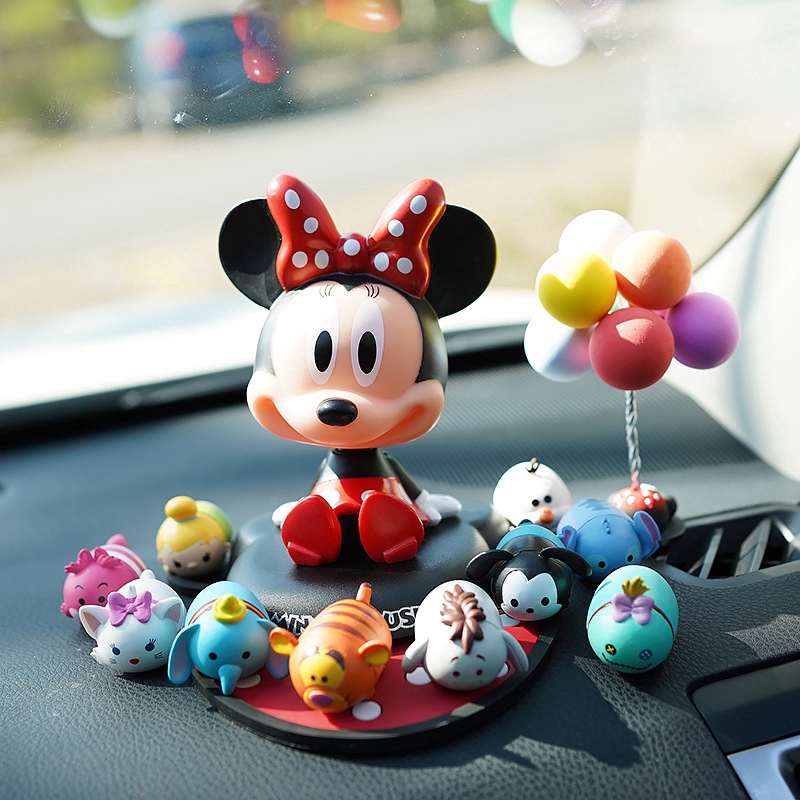 Mô Hình Chuột Mickey Minnie Lắc Đầu Trang Trí Bảng Điều Khiển Xe Hơi