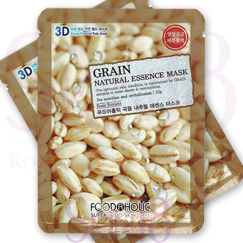 Bộ 10 Gói Mặt Nạ Giúp Da Nhờn Sạch Dầu 3D Foodaholic Grain Natural Essence Mask 23ml x10