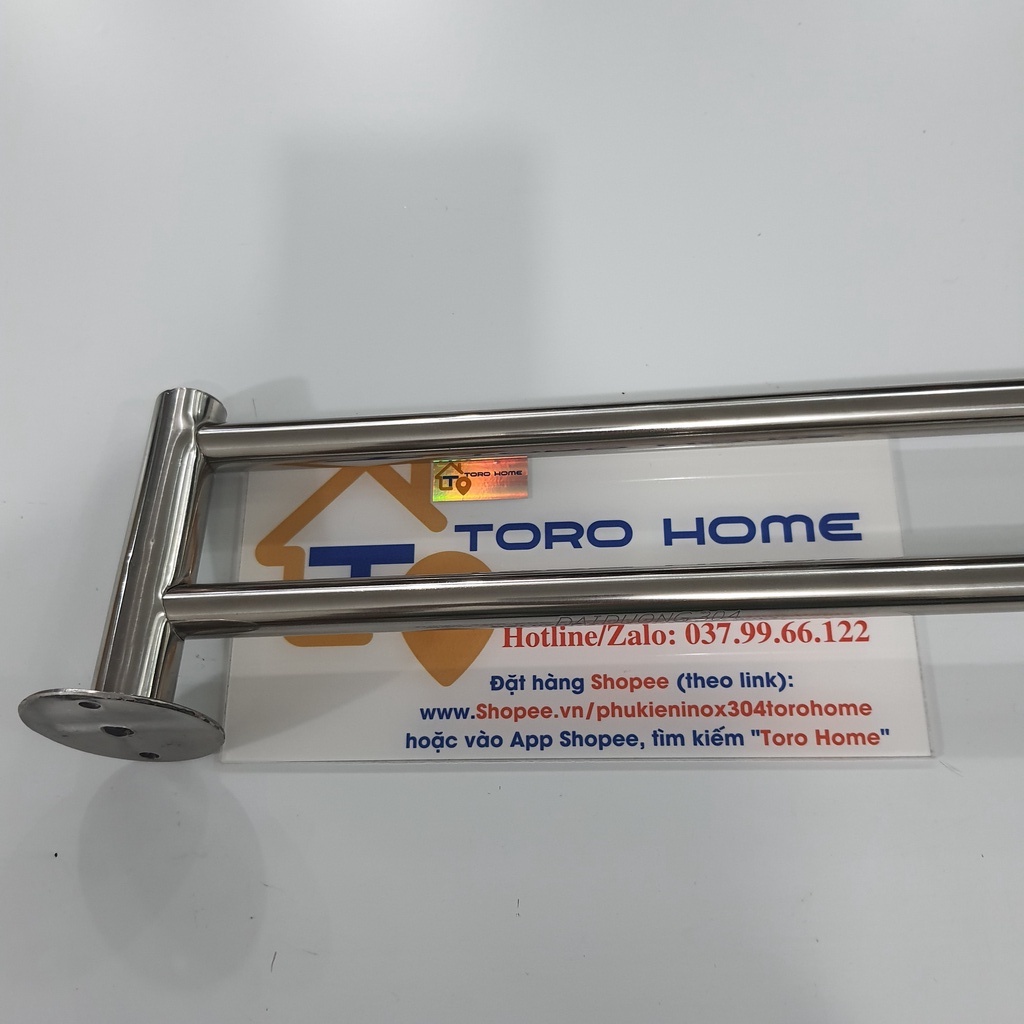 Thanh treo khăn inox 304, Máng khăn đơn, đôi, Vắt khăn inox HV-02 HV-03 Toro Home, Cam kết inox Chuẩn 304