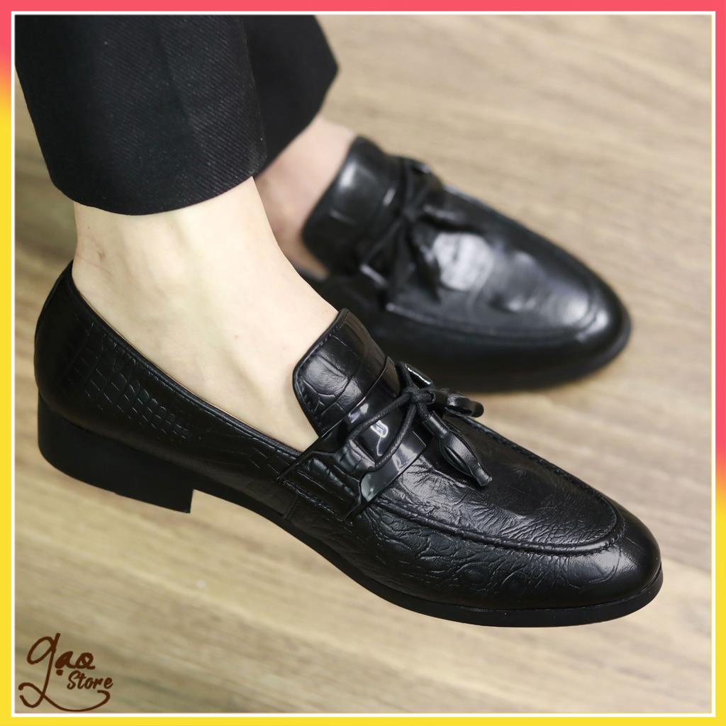Giày Lười Nam  Dập Vân Cá Sấu Có Nơ Chuông  [Tặng Tất Khử Mùi ] Mã L177 | BigBuy360 - bigbuy360.vn
