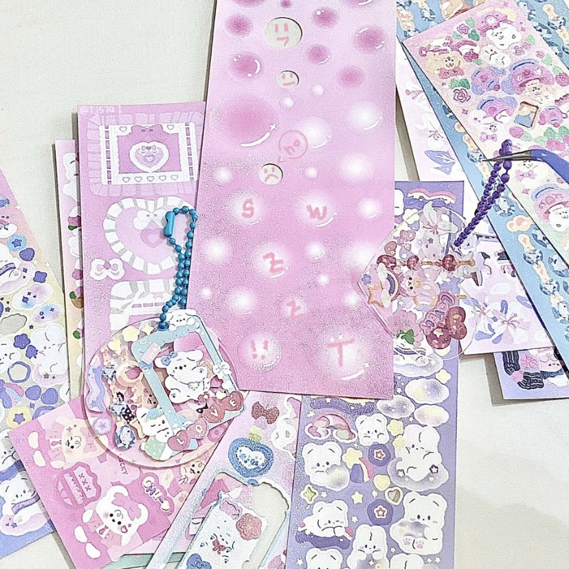 Peach 100Pcs random without repetition Collection of cute animal cartoon stickers Journal Scrapbook Decor Sticker