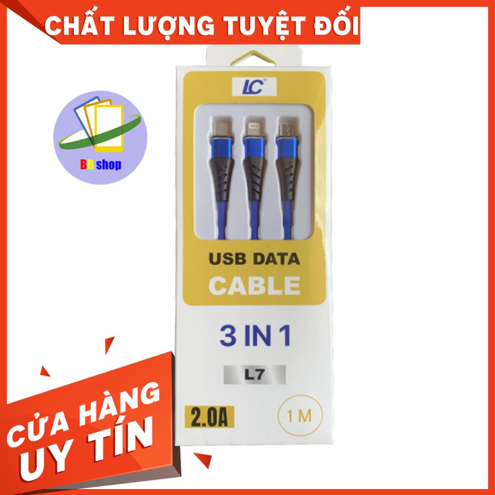 Cáp sạc đa năng 3in1 sạc nhanh usb to mircro type-c lightning [HOT]