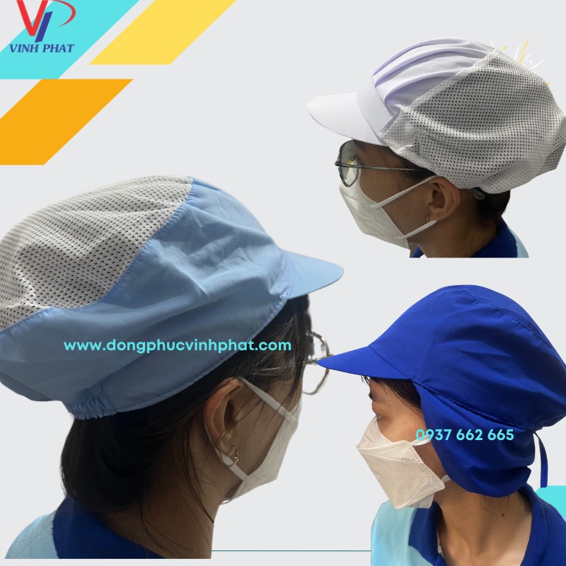 Nón Vải Lưới Trùm Tóc Công Nhân Sản Xuất Thực Phẩm Mũ Nón Bảo Hộ-Hình Thật