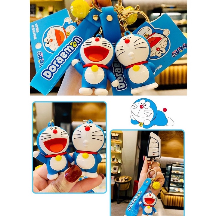 [Mới] Móc khoá Hình Doraemon (3 chi tiết) kèm dây, phụ kiện balo, túi xách xinh xắn