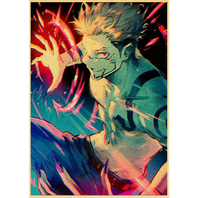 Poster Giấy Kraft In Hình Anime Jujutsu Kaisen Trang Trí Phòng Khách