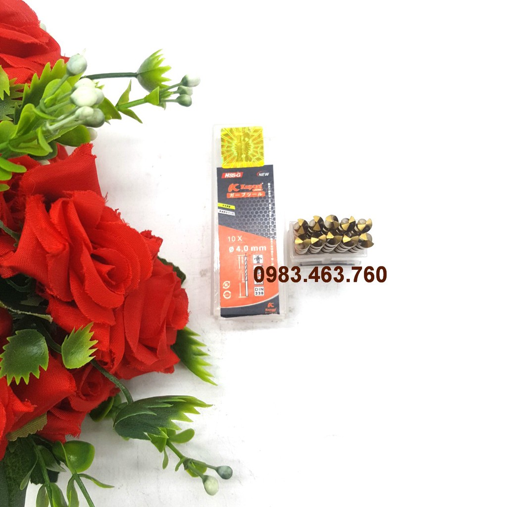 BỘ 10 MŨI KHOAN SẮT - INOX KAPUSI VÀNG 4 MM CAO CẤP