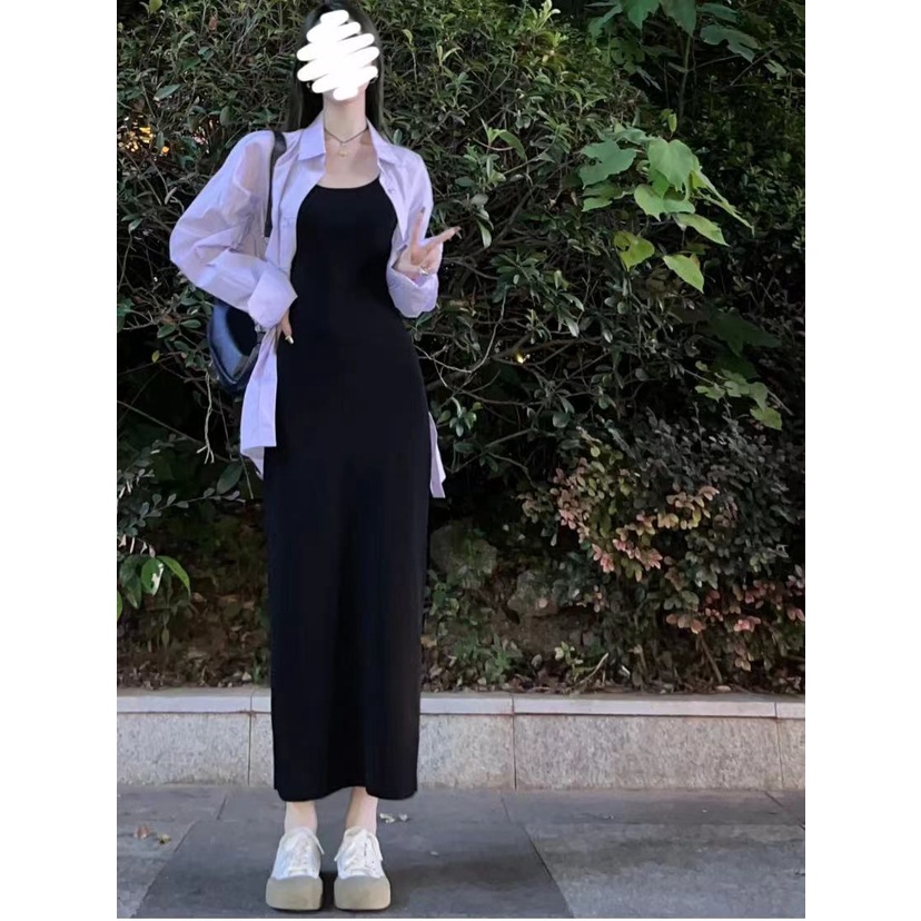 Đầm 2 dây/ Áo sơ mi XIAOZHAINV dài tay dáng rộng phong cách Hàn Quốc cho nữ