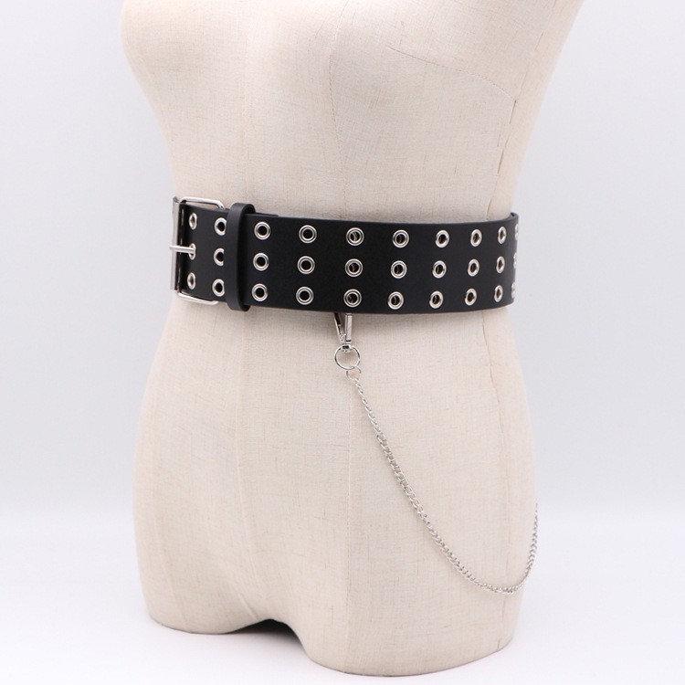 Thắt lưng nữ 3 hàng lỗ kèm chain