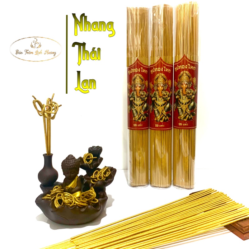Nhang Thần Tài Thái Lan - BẢO TRẦM LINH HƯƠNG Ống Vàng Tài Lộc Phong Thủy Sạch Ít Khói Thắp Cuốn Tàn Đồ Thờ Cúng