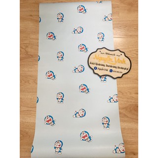 Giấy dán tường doremon nhí xanh