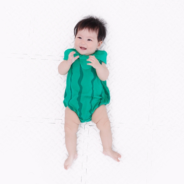 Áo liền quần vải cotton thoáng khí thiết kế dễ thương thời trang mùa hè cho bé gái sơ sinh