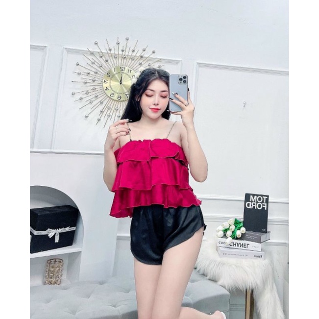 Đồ bộ ngủ nữ hai dây chất lụa satin mềm mát dễ thương mặc hè CARY